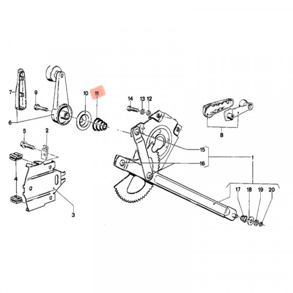 Conical spring set under window lifter crank BMW 1502-2002